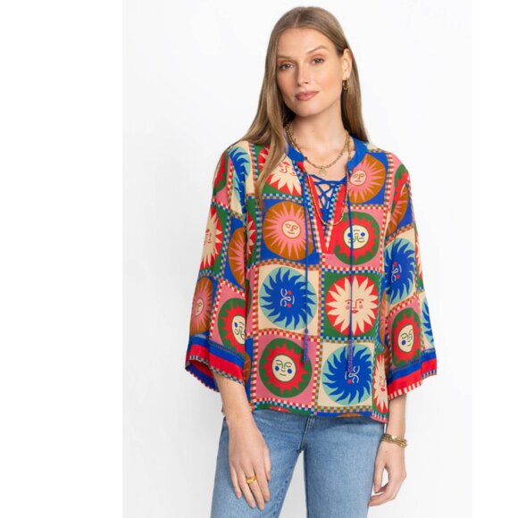 NEW JOHNNY WAS Silk Front Tie Villa Blouse 1125 10m5 - Picture 4 of 7